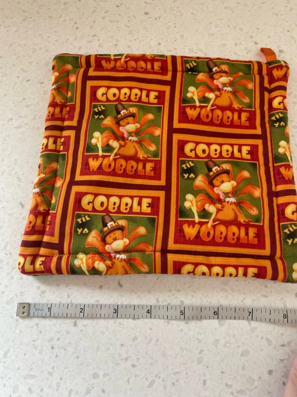 Vintage Thanksgiving 'Gobble Wobble' Gobble til you Wobble Potholder